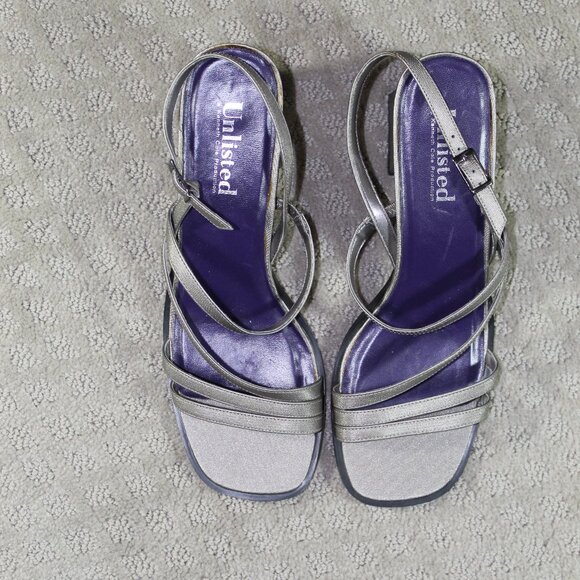 Unlisted Kenneth Cole Size 10 Silver 3" Block Heels - Picture 1 of 5